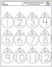 okul öncesi 1 sayısı çizgi çalışması